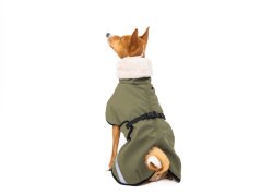 Khaki Shell – Zimná bunda pre psov s chvostíkom nahoru