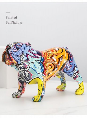 Painted bulldog, plastic, resin, synthetic resin, animal, modern