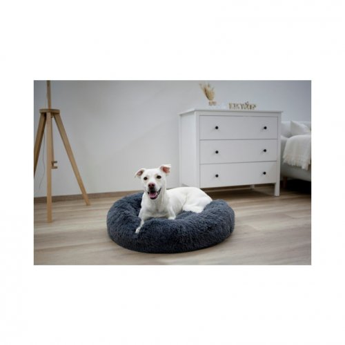 Plush dog bed Fluffy, 76 x 19 cm, dark grey