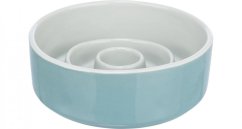 Keramická miska k pomalému krmení, kruhy, 0,45l / 14cm, šedomodrá