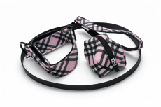 PINK CHECK ICON COMPLETE SET – obojek, vodítko, zásobník na sáčky a pláštěnka
