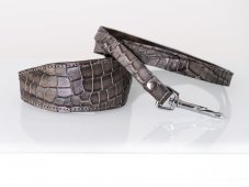 Padded leather collar EXOT GREY
