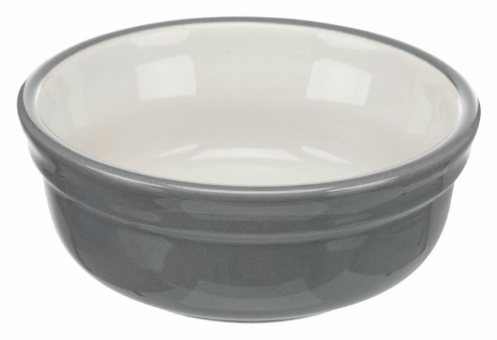 2 ceramic bowls with stand painted metal stand in black
