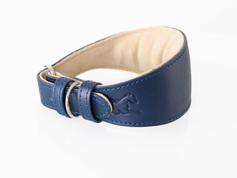 Kožený obojek polstrovaný LUX BLUE