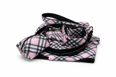 PINK CHECK ICON COMPLETE SET – obojek, vodítko, zásobník na sáčky a pláštěnka