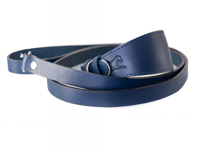 Padded leather collar LUX BLUE