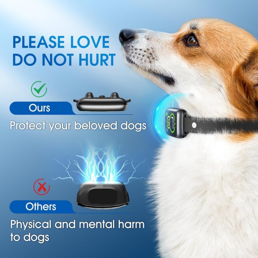Nejnovější protištěkací no Shock Bark Collar Nabíjecí-Vibrační-Vodotěsný výcvikový obojek pro psy