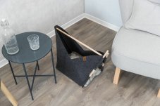 ELISE cave with cushion, 63 × 44 × 30 cm, boat shape, felt, anthracite