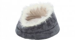SOFT Edition MINOU bed with high edge, plush, gray/beige