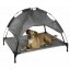 Dog bed with sun canopy, 105 x 86 x 75 cm, gray