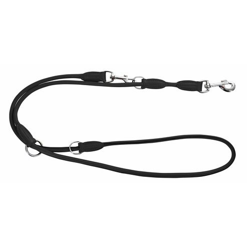 Switchable  round leather dog leash, 13 mm / 200 cm black
