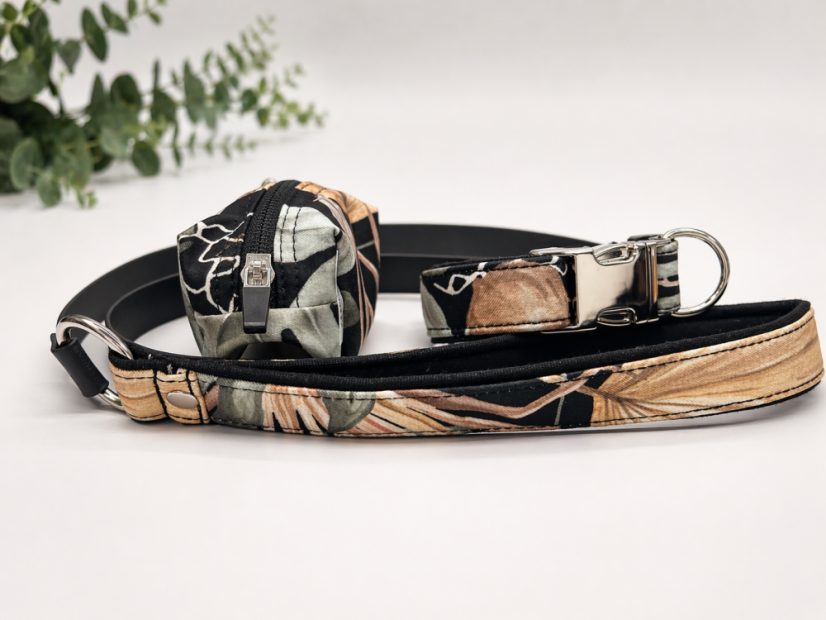 FLORAL HUNT MINI WALK SET – obojek (2cm) se sponou, vodítko