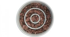 Keramická miska k pomalému krmení, kruhy, 0,45l / 14cm, šedomodrá