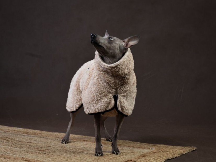 SHERPA TAIL-UP COAT – beránková bunda pro psy s ocáskem nahoru