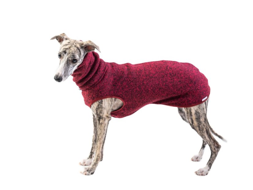 Červeno-bordó melírovaný svetr pro psy