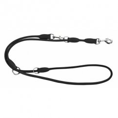 Switchable  round leather dog leash, 8 mm / 200 cm black