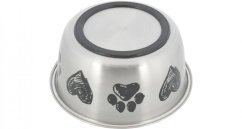 Nerezová miska, motiv tlapky/srdce, protiskluzové dno, 1.0 l/ø 15 cm