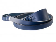 Leather leash, ZARYA strap width 15 mm BLUE