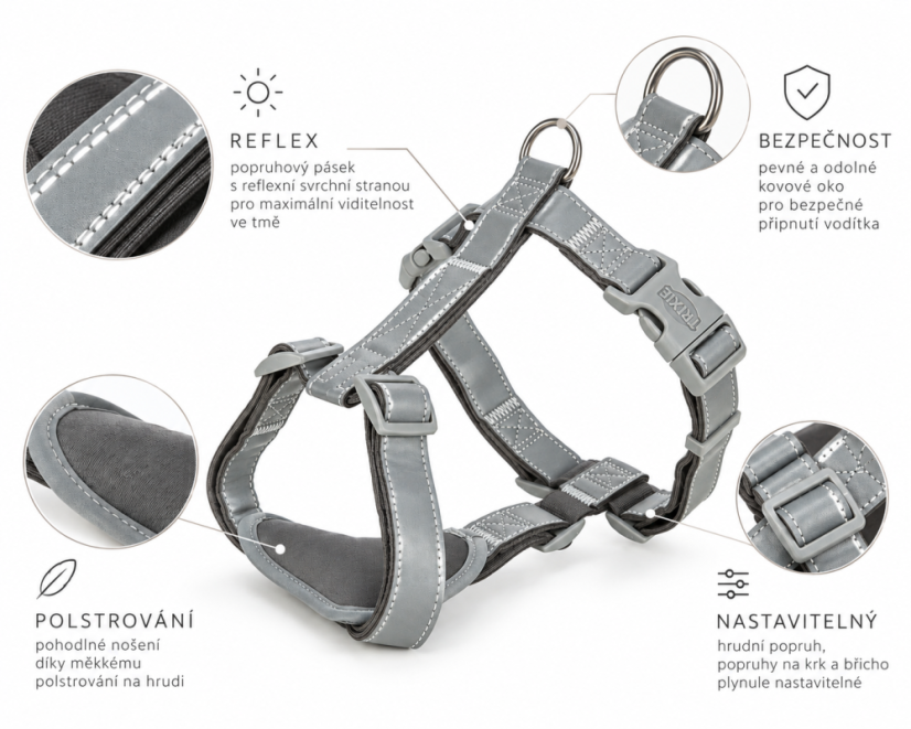 Reflexní postroj PREMIUM Reflect, grafit