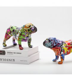 Painted bulldog, plastic, resin, synthetic resin, animal, modern