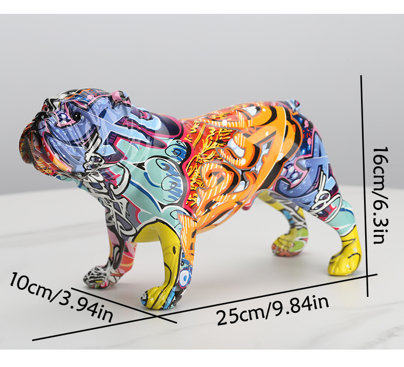 Malovaný buldok, plast, pryskyřice, syntetická pryskyřice, zvíře, moderní