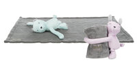 PUPPIES SET deka 75 x 50 cm + plyšový medvídek, šedá/mátová