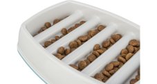 Bowl for slow feeding, grid design, 0.25l/21 ×14 cm, plastic/TPR, gray