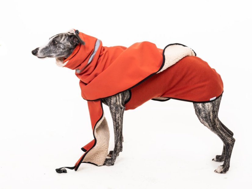 TerraLuxe Softshell Winter – zimní bunda s béžovým beránkem pro psy