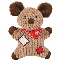 Jute mouse with scarf and patches, with a sound of 19 cm
