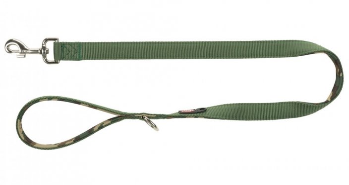 PREMIUM leash, neoprene padding, L-XL: 1.00 m / 25 mm, camouflage / forest
