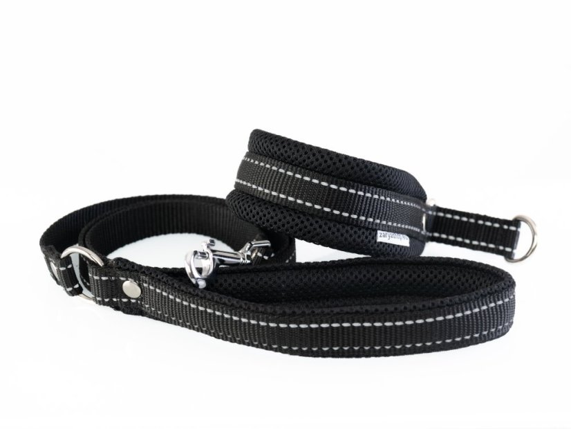 Obojek a vodítko Black Reflex – komfortní sada