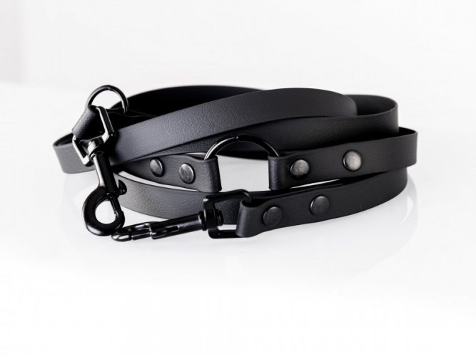 Minimalist leash made of soft hexa tape BLACK 16mm, length 2.20m