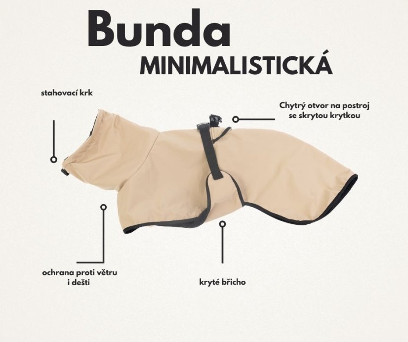 Minimalistická bunda pro psy