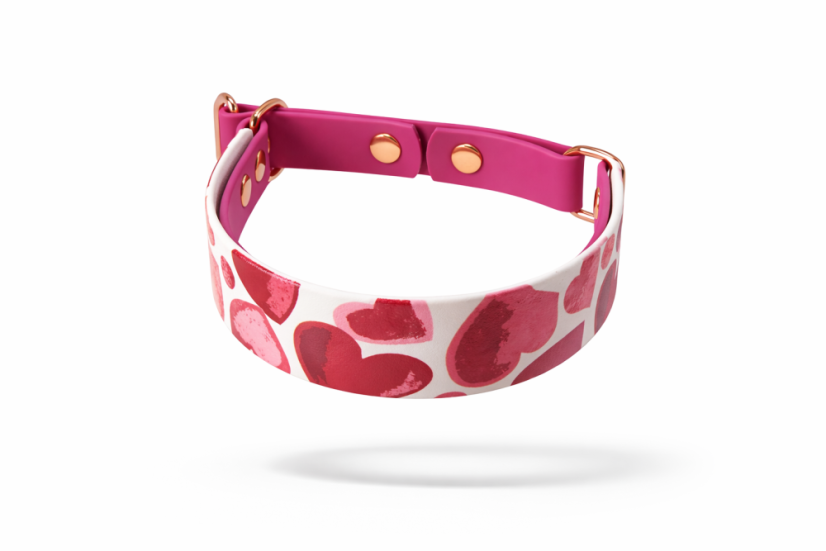 Polostahovací obojek z Biothane  LOVE- 4 cm