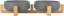 Set keramických misiek 2 x 0,3l v drevenom stojane 31 x 6 x 16 cm, šedá/prírodná