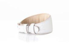 Leather MINIMALIST padded collar WHITE