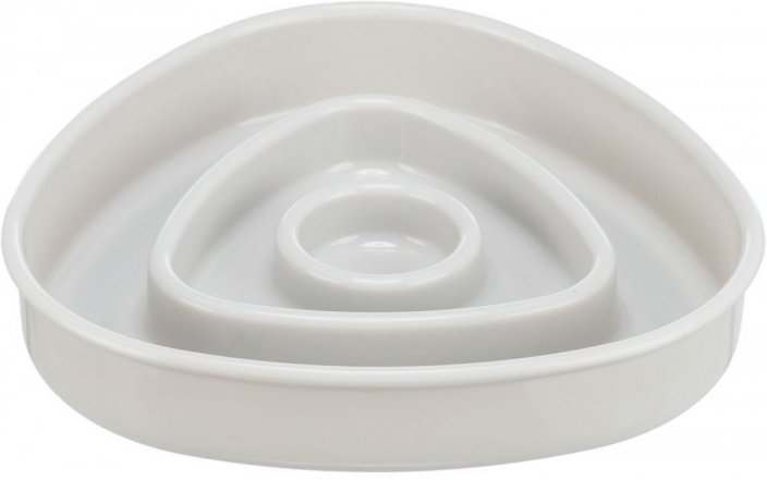 Bowl for slow feeding, triangle design, 0.35l/15 ×15 cm, plastic/TPR, gray
