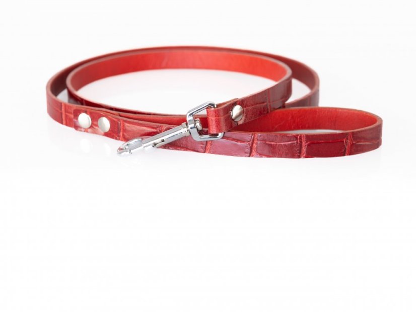 Kožené vodítko ZARYA EXOT RED šířka popruhu 15 mm
