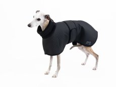 Solid black stitched jacket with fleece neck