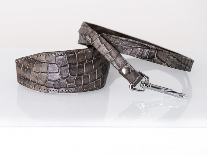 Kožený obojek polstrovaný EXOT GREY