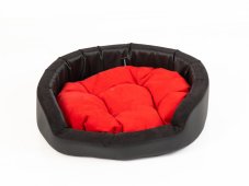 Faux Leather Dog Bed – Black & Red 45 cm
