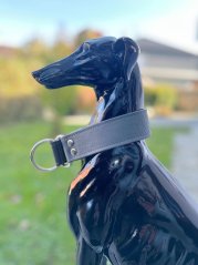 Obojek polostahovací ŠEDÝ KŮŽE 4cm