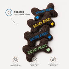 RACING HEART – Handmade Squeaky Dog Bone Toy