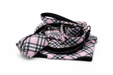 PINK CHECK ICON COMPLETE SET – obojek, vodítko, zásobník na sáčky a pláštěnka