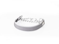 Obojek z polypropylenového popruhu s vetkanou gumou se stahovacím řetízkem