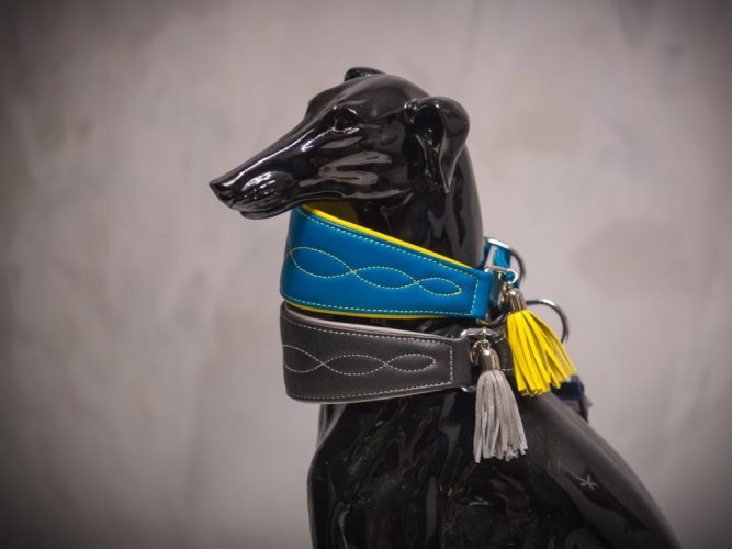 ACTIVE Comfort leather collar for greyhounds - Bolor: black leather, Size: S:27-35cm/55mm
