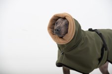 Softshell bunda pre psov s chvostíkom hore – KHAKI, veľ. M