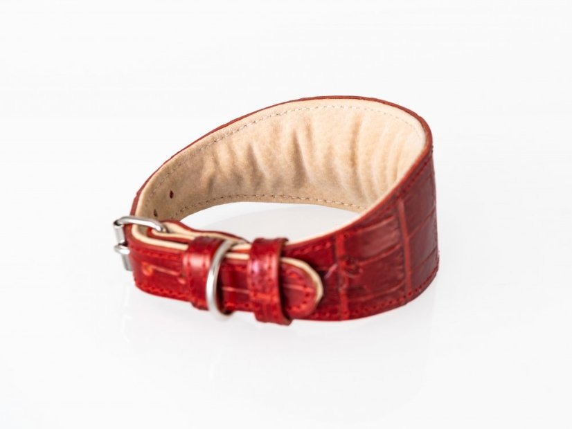 Kožený obojek polstrovaný EXOT RED