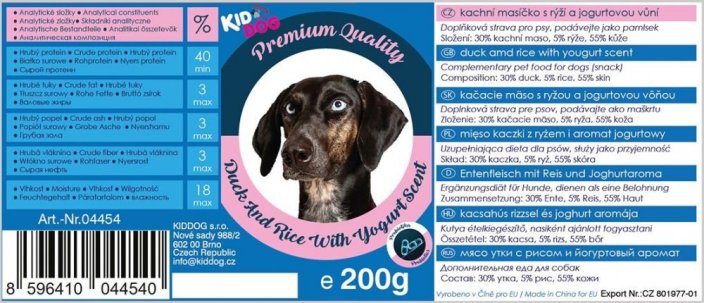 KIDDOG duck meat with rice and yogurt filling - PREMIUM QUALITY 200 g can