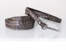 Kožené vodítko ZARYA EXOT GREY šířka popruhu 15 mm